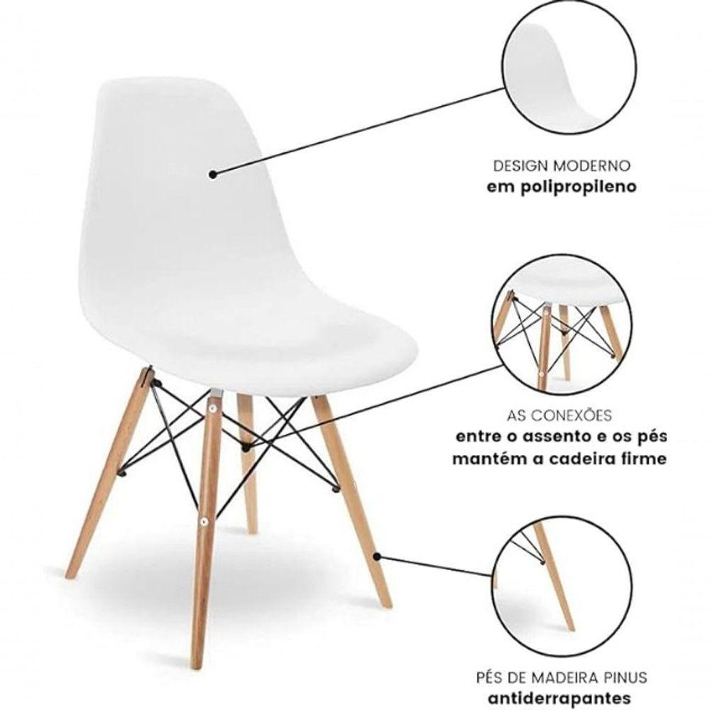 Kit Com 2 Cadeira Charles Eames Eiffel Branca Base Madeira - 2