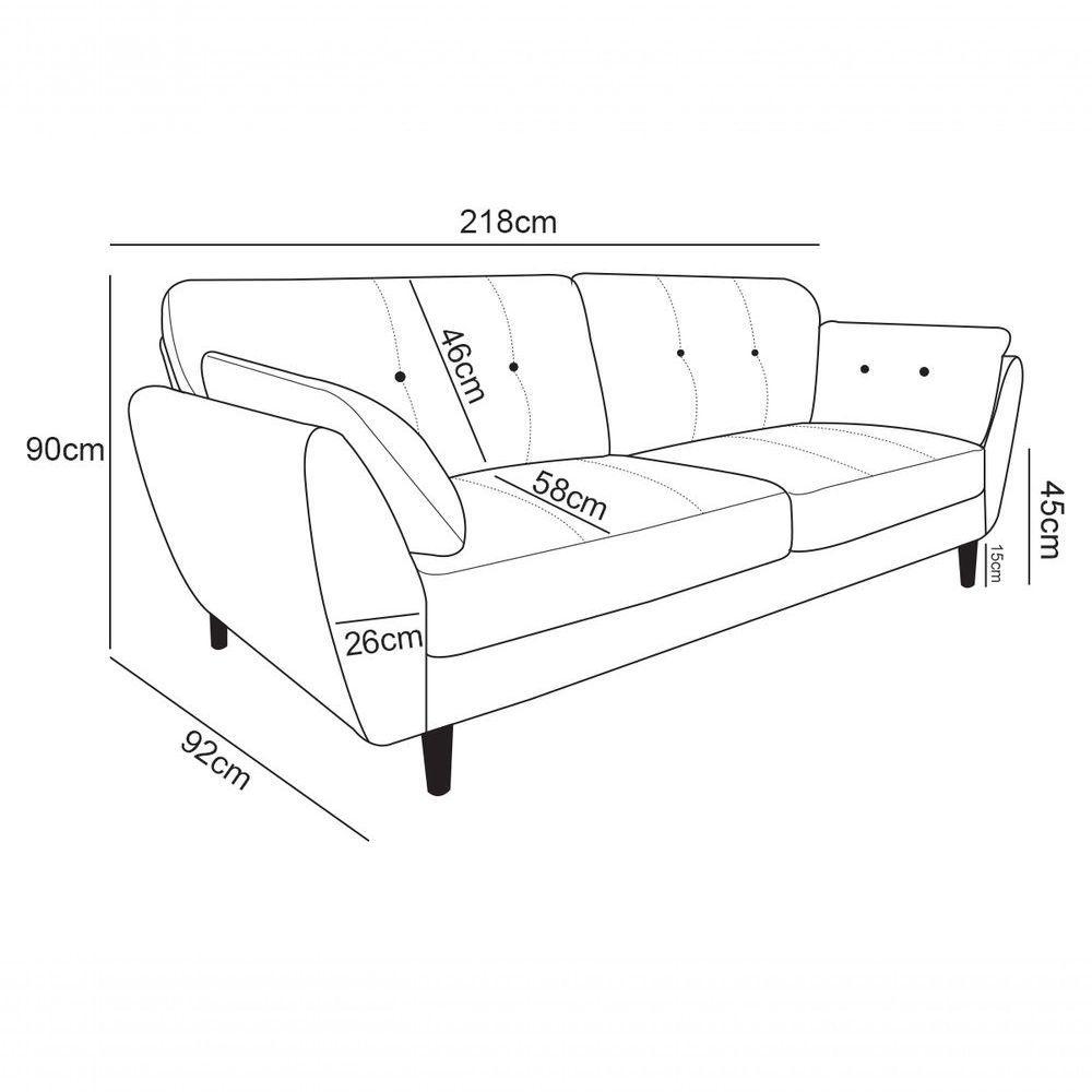 Sofá De Couro Dallas 3 Lugares Grizzy - Mempra - 4