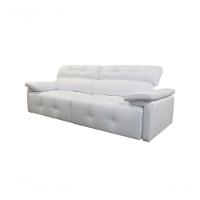 Sofá Retrátil E Reclinável De Couro Queen 2,40 M Branco Pigmentado - Mempra Design - 6