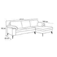 Sofá De Couro Asti 3 Lugares Com Chaise Direita Preto Pigmentado - Mempra Design - 2