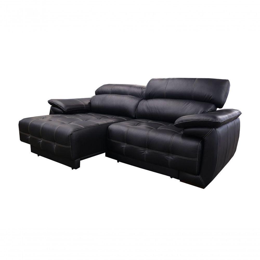 Sofá Retrátil E Reclinável De Couro Filipinas 2,60 M Preto Pigmentado - Mempra Design - 2