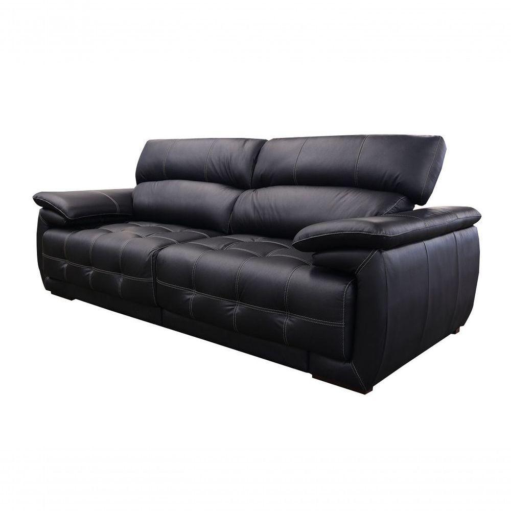 Sofá Retrátil E Reclinável De Couro Filipinas 2,60 M Preto Pigmentado - Mempra Design - 6