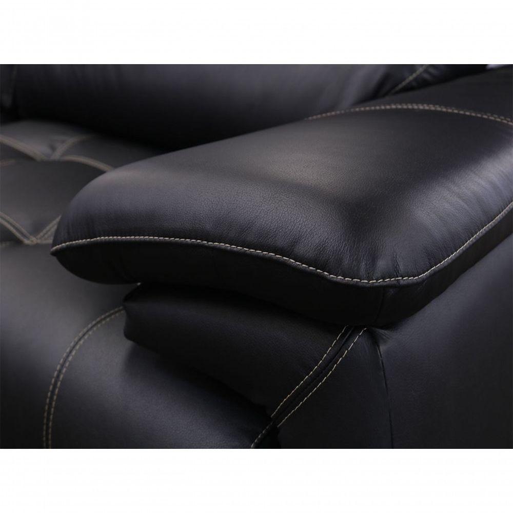 Sofá Retrátil E Reclinável De Couro Filipinas 2,60 M Preto Pigmentado - Mempra Design - 9