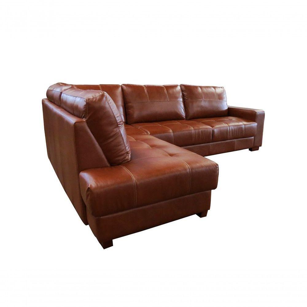 Sofá De Couro Canto Marrocos 3 Lugares Com Chaise Esquerda Conhaque Com Brilho - Mempra Design - 3