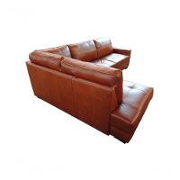 Sofá De Couro Canto Marrocos 3 Lugares Com Chaise Esquerda Conhaque Com Brilho - Mempra Design