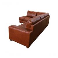 Sofá De Couro Canto Marrocos 3 Lugares Com Chaise Esquerda Conhaque Com Brilho - Mempra Design - 8