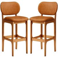 Kit 02 Banquetas Alta Bar Cozinha Sala Jantar Fixa Betta L02 Imbuia Couríssimo Canela - Lyam Decor - 1