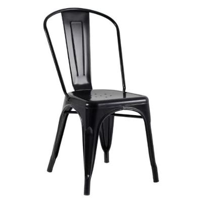 Kit Com 6 Cadeiras Tolix Iron Design Industrial Reforçado Empilháveis Preto Semi-brilho