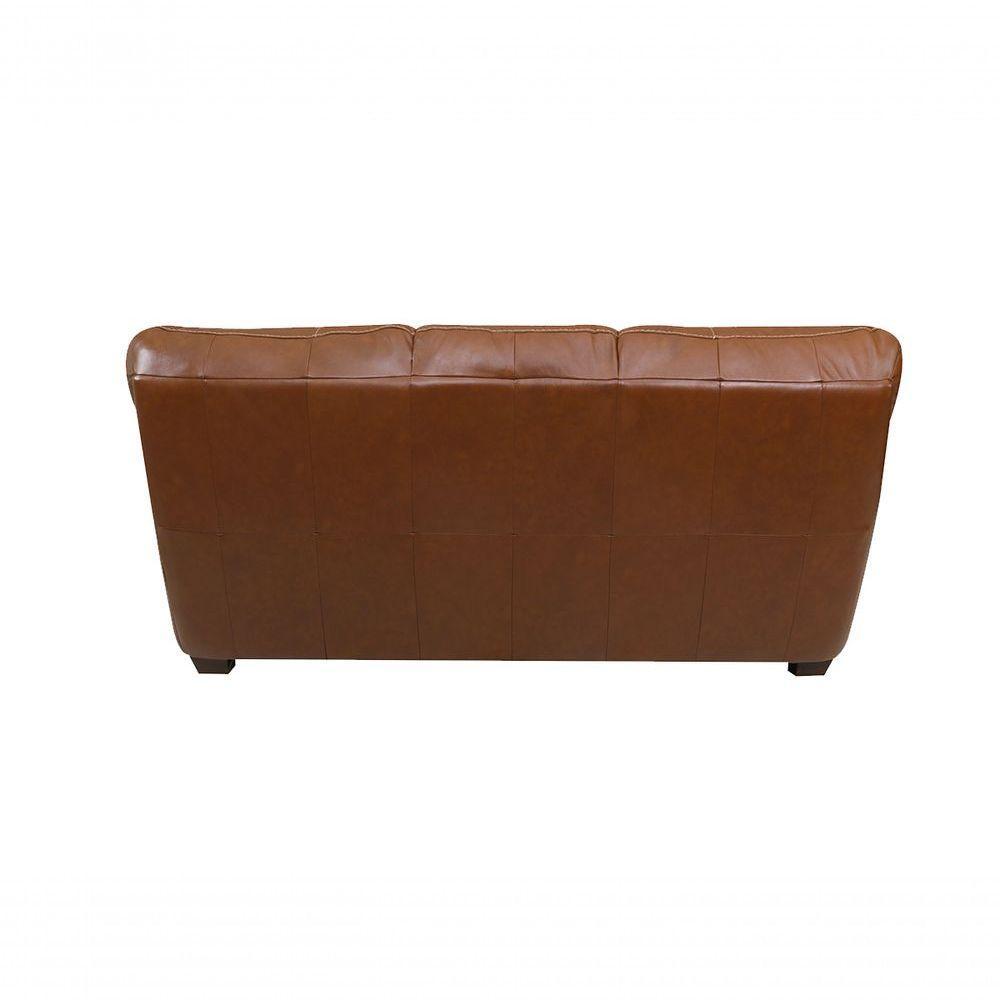 Sofá De Couro Gana 3 Lugares Conhaque Com Brilho - Mempra Design - 3