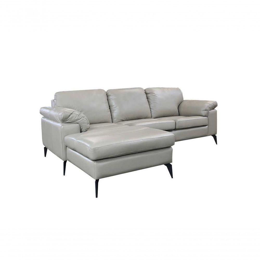 Sofá De Couro Asti 2 Lugares Com Chaise Esquerda Avelã - Mempra Design - 4