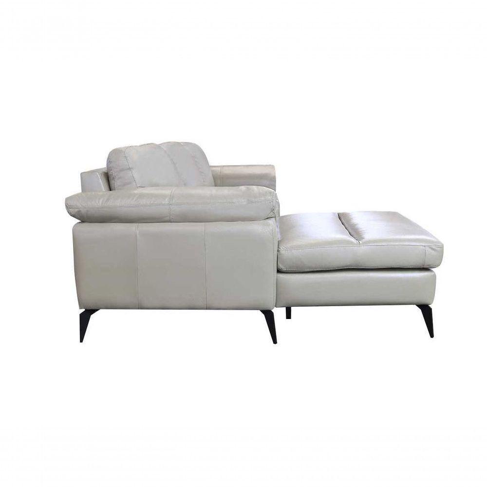 Sofá De Couro Asti 2 Lugares Com Chaise Esquerda Avelã - Mempra Design - 5