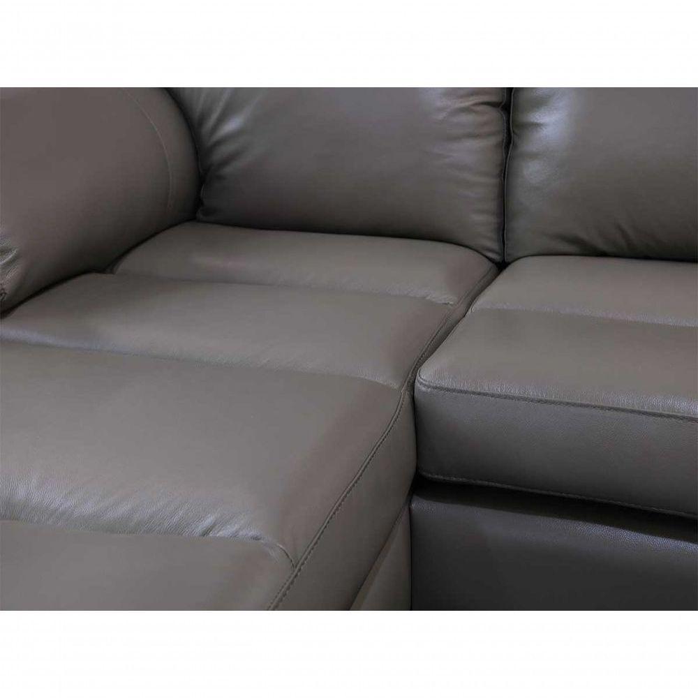 Sofá De Couro Asti 2 Lugares Com Chaise Esquerda Avelã - Mempra Design - 7