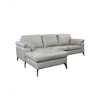 Sofá De Couro Asti 2 Lugares Com Chaise Esquerda Avelã - Mempra Design