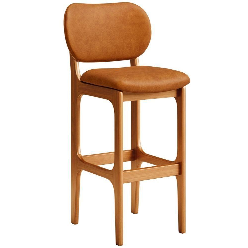 Kit 06 Banquetas Alta Bar Cozinha Sala Jantar Fixa Betta L02 Imbuia Couríssimo Canela - Lyam Decor - 9