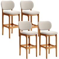 Kit 04 Banquetas Alta Bar Cozinha Sala Jantar Fixa Betta L02 Imbuia Bouclê Creme - Lyam Decor - 1