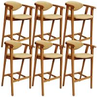 Kit 6 Banquetas Alta Para Cozinha Bancada Bar Sala De Jantar Fixa Cecília L02 Couríssimo Casco Fendi - Lyam Decor - 1