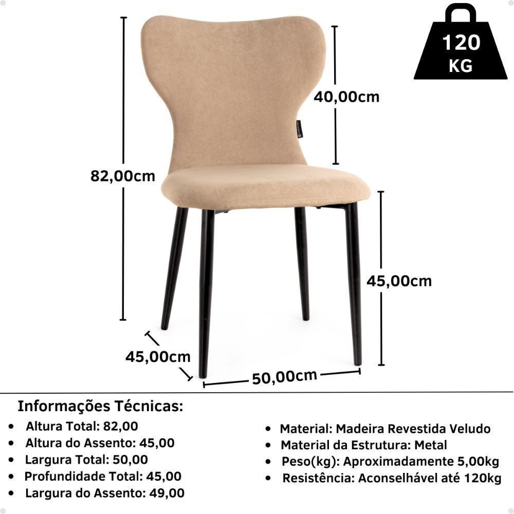 Conjunto Mesa De Jantar Redonda Talia Amadeirada Preta 120cm Com 4 Cadeiras Estofadas Jacobsen - Bege - 8