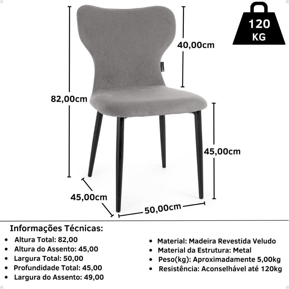 Conjunto Mesa De Jantar Redonda Talia Amadeirada Natural 120cm Com 4 Cadeiras Estofadas Jacobsen - Cinza - 8