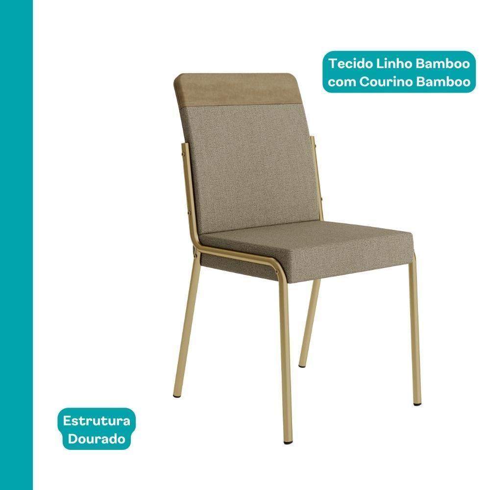Conjunto Sala De Jantar 6 Cadeiras Paris Carraro Carvalho Dourado - 6
