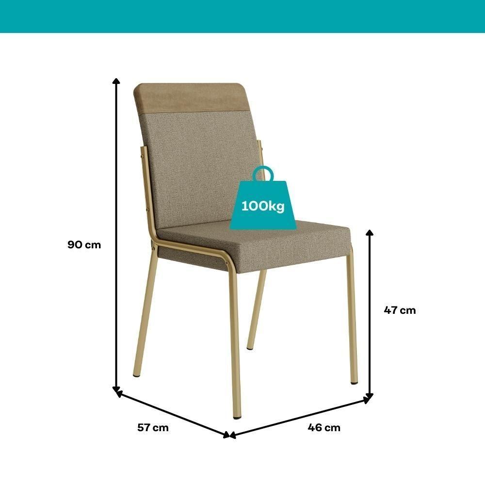 Conjunto Sala De Jantar 6 Cadeiras Paris Carraro Carvalho Dourado - 9