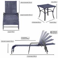 Espreguiçadeira Alumínio Catar Mesa Corda Náutica Piscina Azul - 2