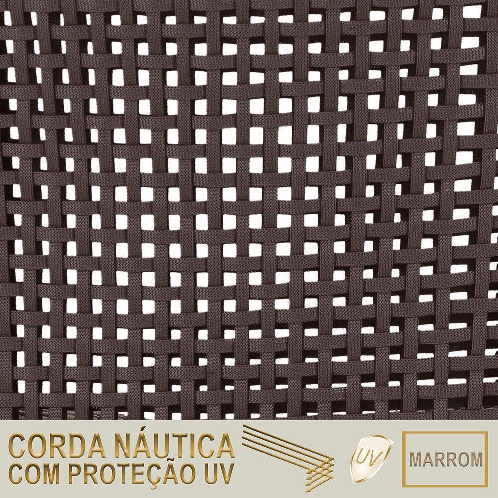 Espreguiçadeira Alumínio Catar Mesa Corda Náutica Piscina Marrom - 3