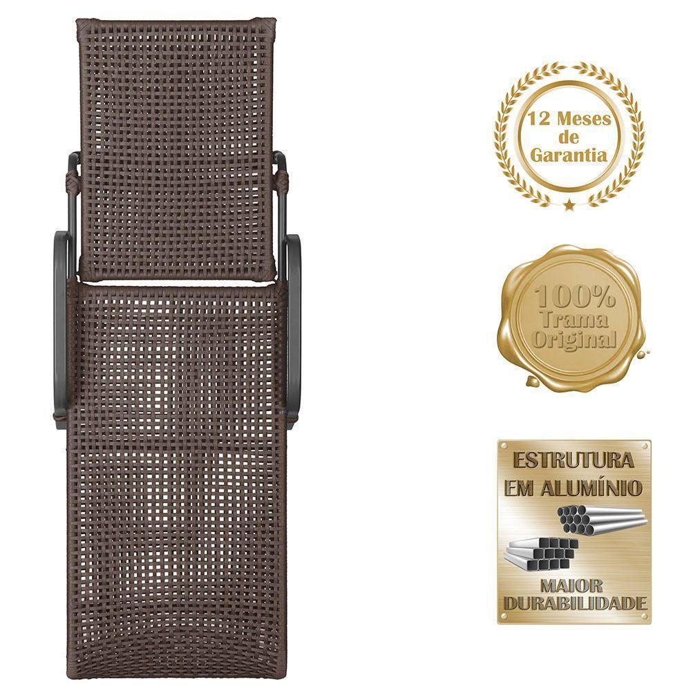 Espreguiçadeira Alumínio Catar Mesa Corda Náutica Piscina Marrom - 5