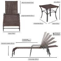 Espreguiçadeira Alumínio Catar Mesa Corda Náutica Piscina Marrom
