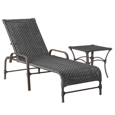 Espreguiçadeira Catar Mesa Corda Náutica Piscina Trama Preto