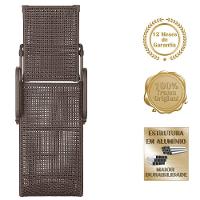 Espreguiçadeira Catar Mesa Corda Náutica Piscina Alumínio Marrom