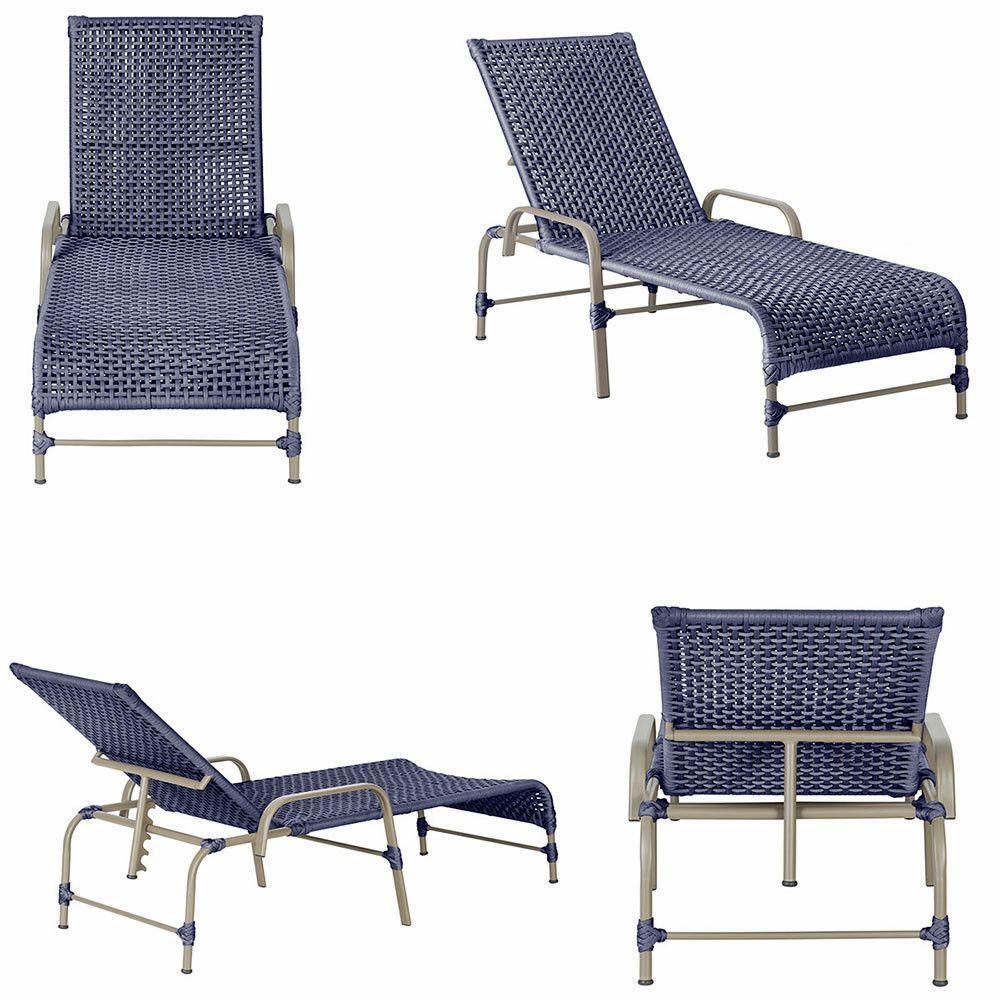 Espreguiçadeira Catar Mesa Corda Náutica Piscina Alumínio Azul - 6