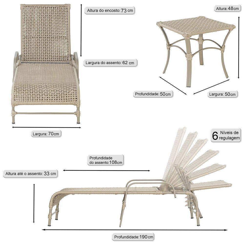 Espreguiçadeira Catar Mesa Corda Náutica Piscina Alumínio Rami - 2