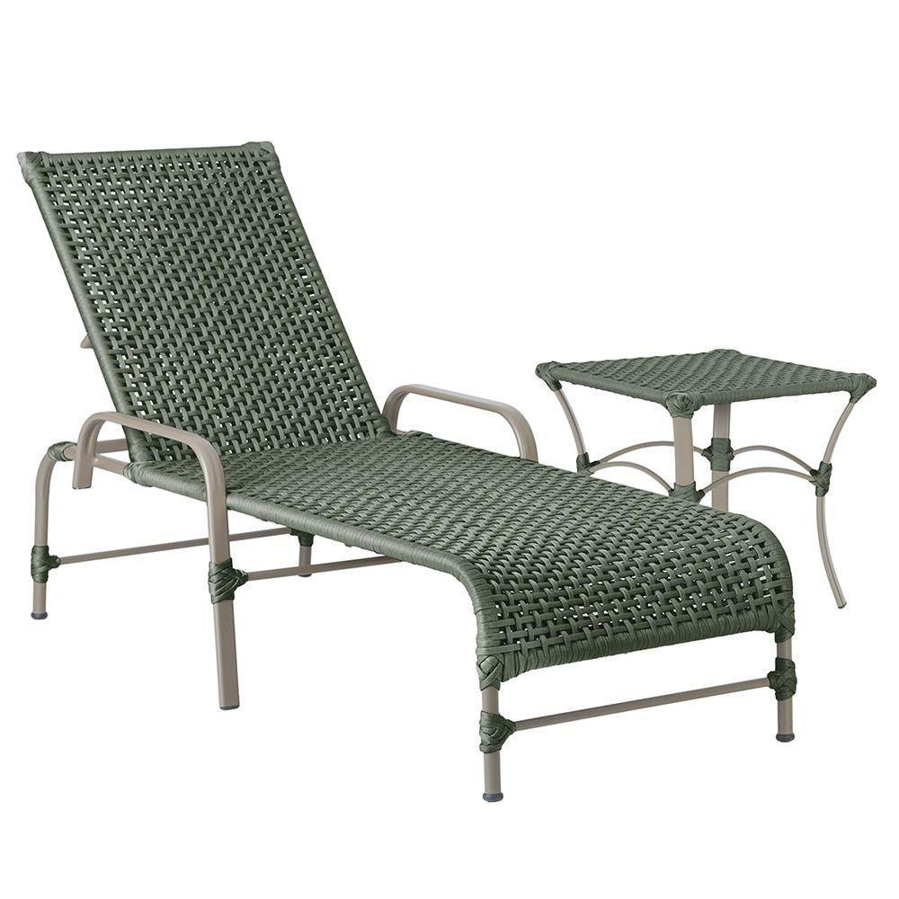 Espreguiçadeira Catar Mesa Corda Náutica Piscina Alumínio Verde - 1