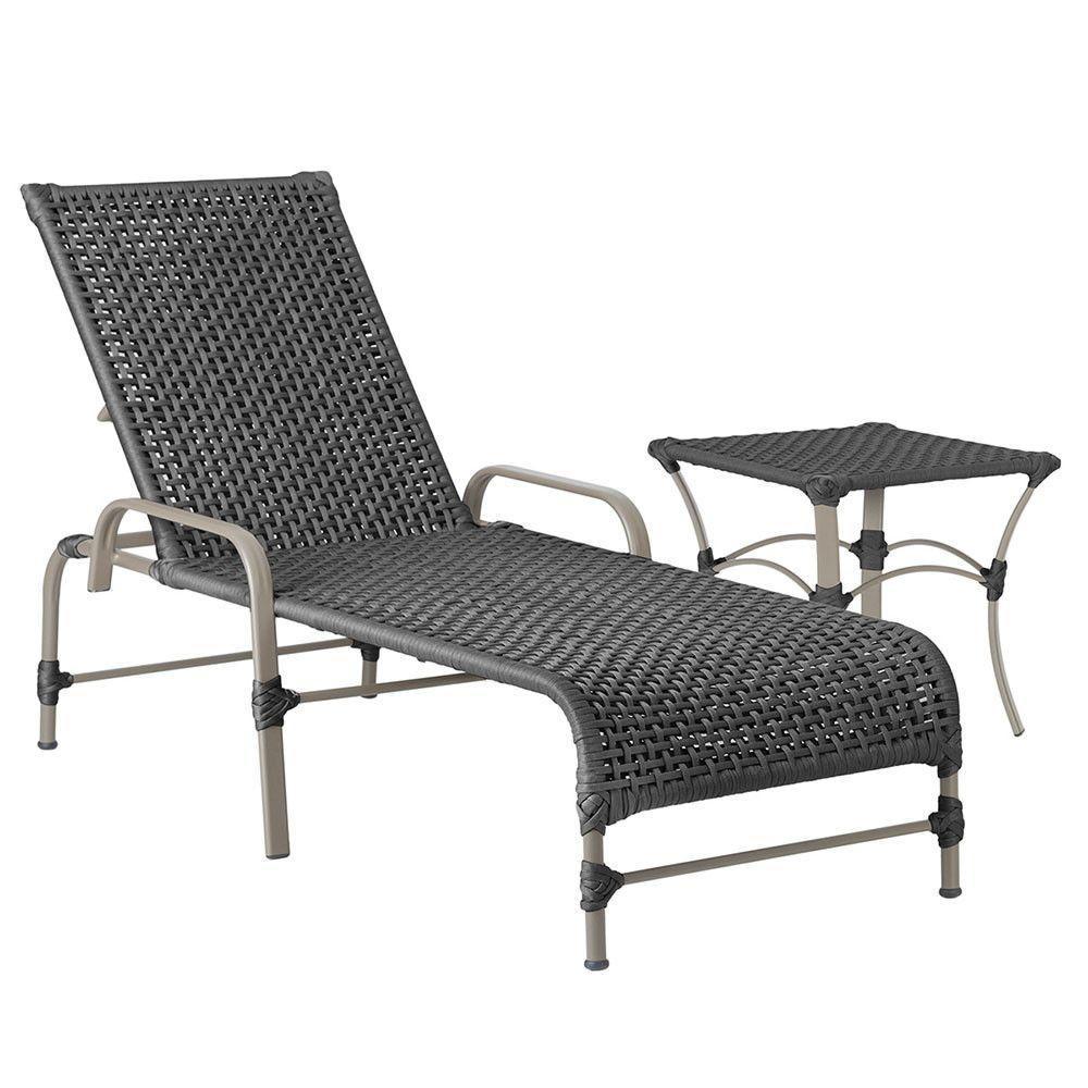 Espreguiçadeira Catar Mesa Corda Náutica Piscina Alumínio Preto - 1