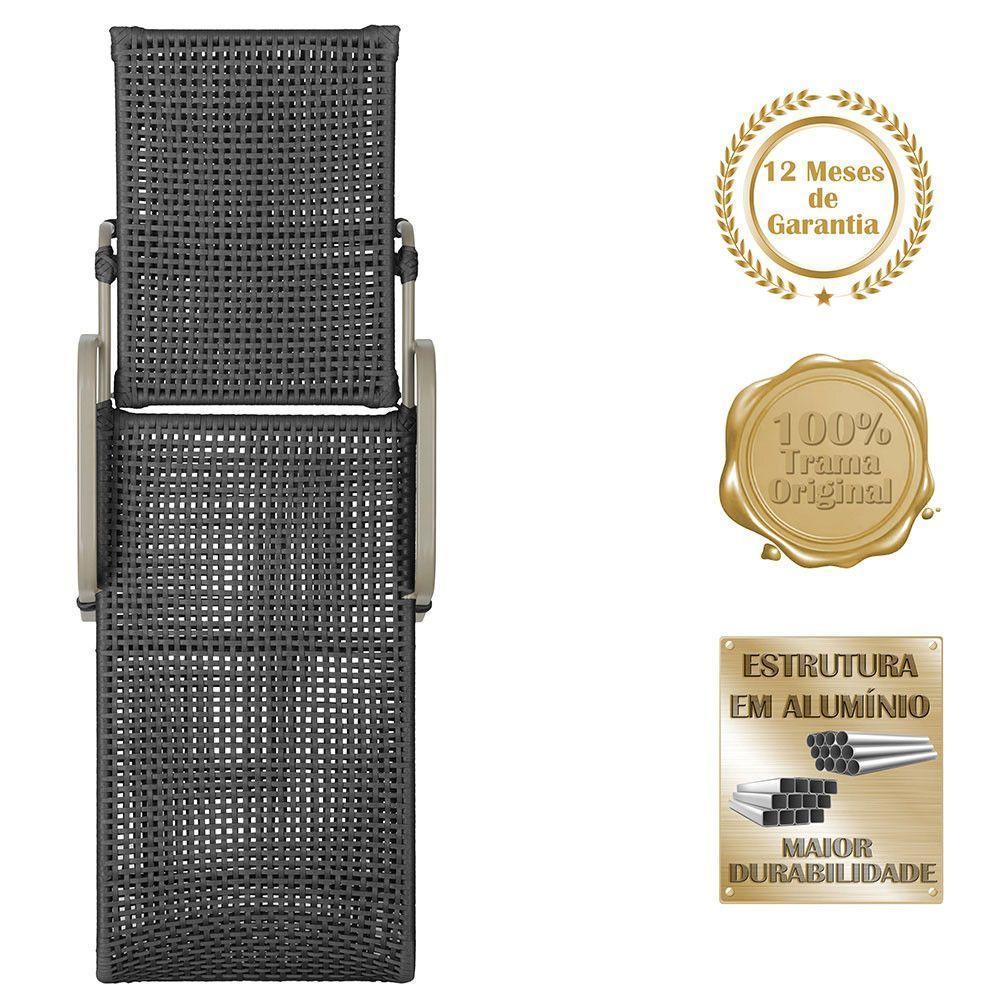 Espreguiçadeira Catar Mesa Corda Náutica Piscina Alumínio Preto - 3