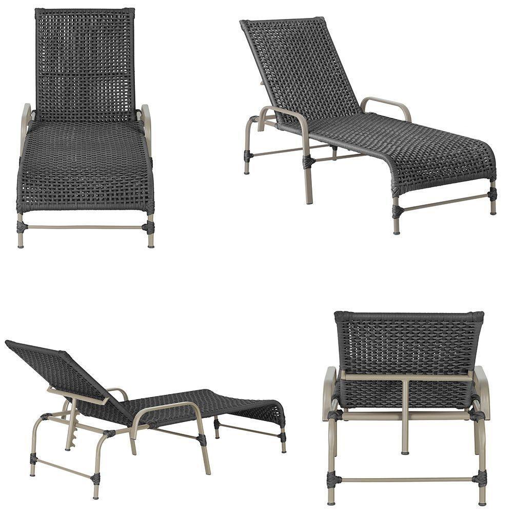 Espreguiçadeira Catar Mesa Corda Náutica Piscina Alumínio Preto - 5