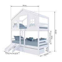 Beliche Casinha Dos Sonhos Com 02 Gavetas Kit Escada/ Escorregador Madeira Maciça Branco Megamobilia - 3