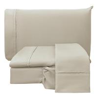 Jogo De Lençol Casal Padrão Confort Micropercal 300 Fios Toque De Algodão 4 Peças - Palha - 1