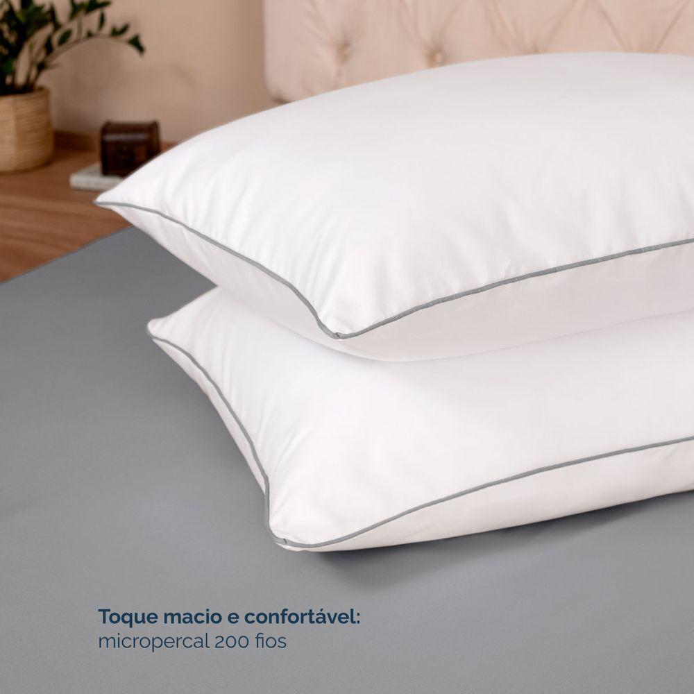 Kit 2 Fronhas Linea 50cm X 70cm Micropercal 200 Fios - Cinza - 3