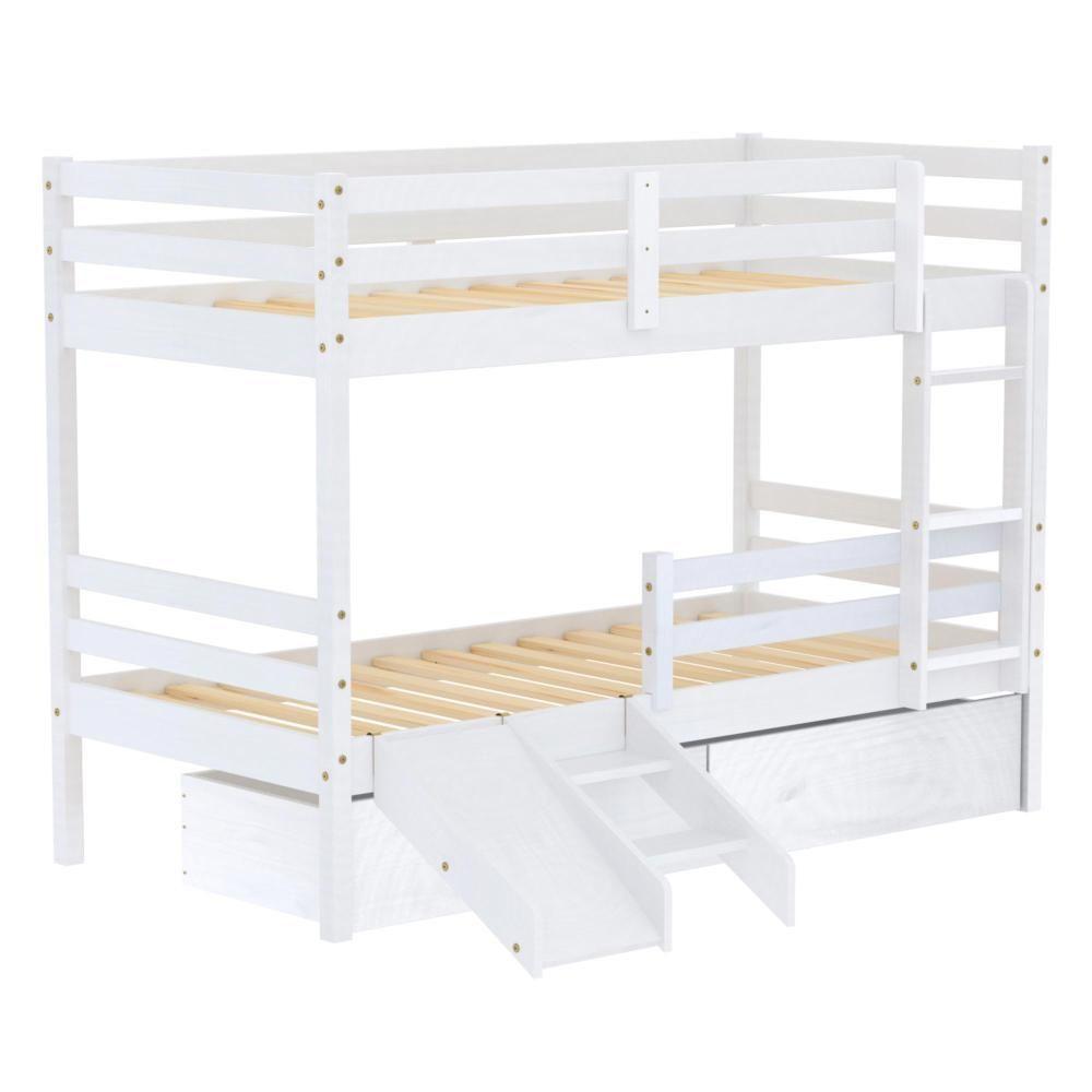 Beliche Solteiro Dreams Com 02 Gavetas Grade De Proteção E Mini Escada/ Escorrega Madeira Maciça Branco Megamobilia - 2