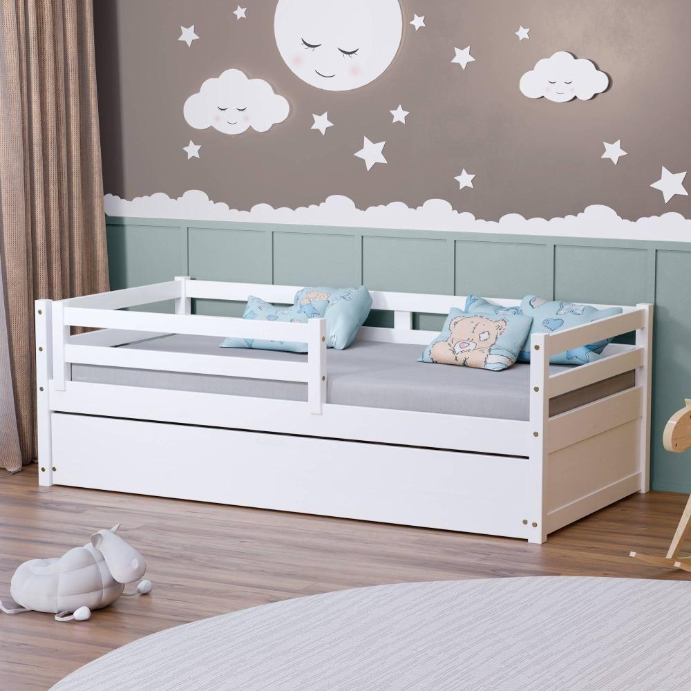 Bicama Solteiro Dreams Com Grade De Proteção Madeira Maciça Branco Megamobilia - 1