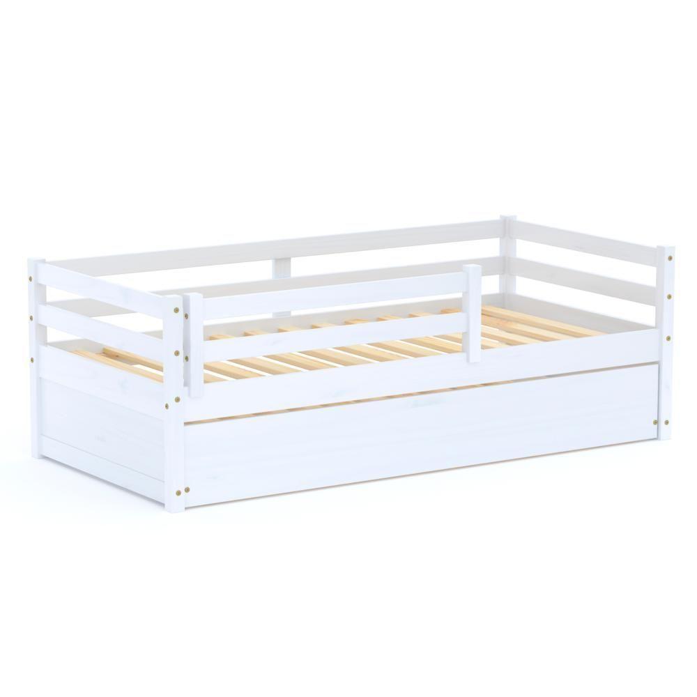 Bicama Solteiro Dreams Com Grade De Proteção Madeira Maciça Branco Megamobilia - 2