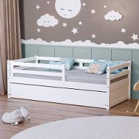 Bicama Solteiro Dreams Com Grade De Proteção Madeira Maciça Branco Megamobilia - 1