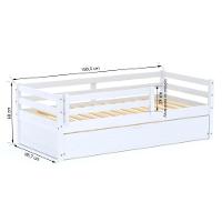 Bicama Solteiro Dreams Com Grade De Proteção Madeira Maciça Branco Megamobilia - 3