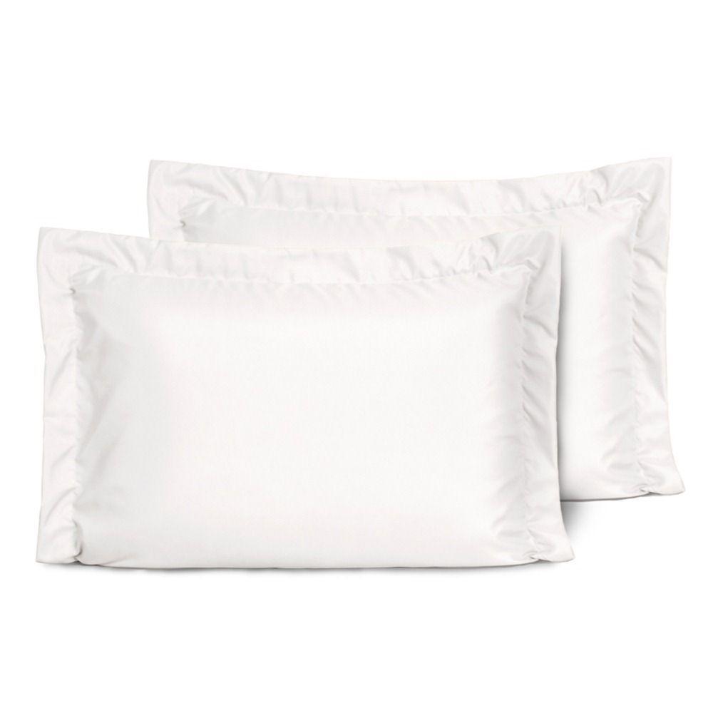 Kit 2 Fronhas Slim Com 3 Abas 50cm X 70cm Micropercal 200 Fios - Branco - 1