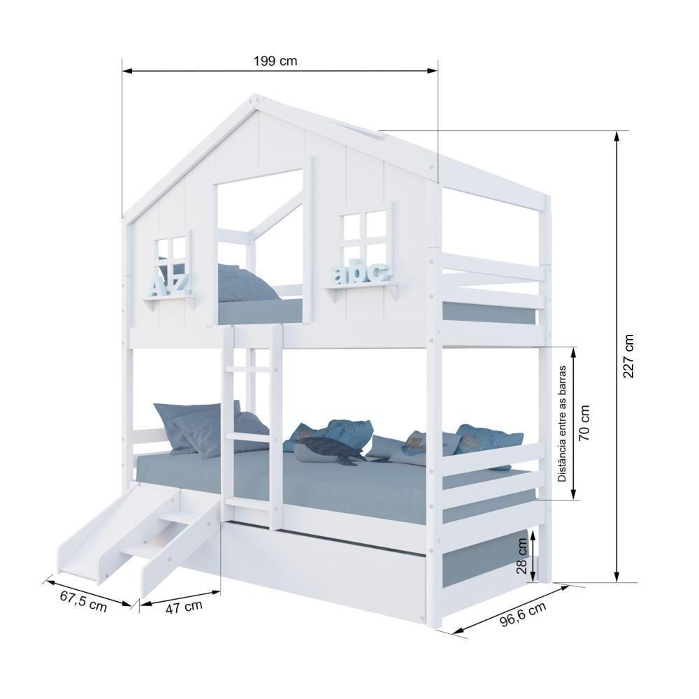 Treliche Casinha Dos Sonhos Com Kit Escada/ Escorregador Madeira Maciça Branco Megamobilia - 3