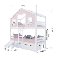 Beliche Casinha Dos Sonhos Com 02 Gavetas Kit Escada/ Escorregador Madeira Maciça Rosa/ Branco Megamobilia - 3