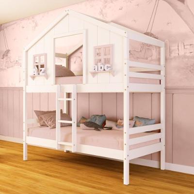 Beliche Casinha Dos Sonhos Madeira Maciça Branco/ Rosa Megamobilia