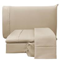 Jogo De Lençol Casal Padrão Confort Micropercal 300 Fios Toque De Algodão 4 Peças - Caqui - 1