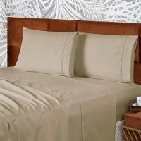 Jogo De Lençol Casal Padrão Confort Micropercal 300 Fios Toque De Algodão 4 Peças - Caqui - 3